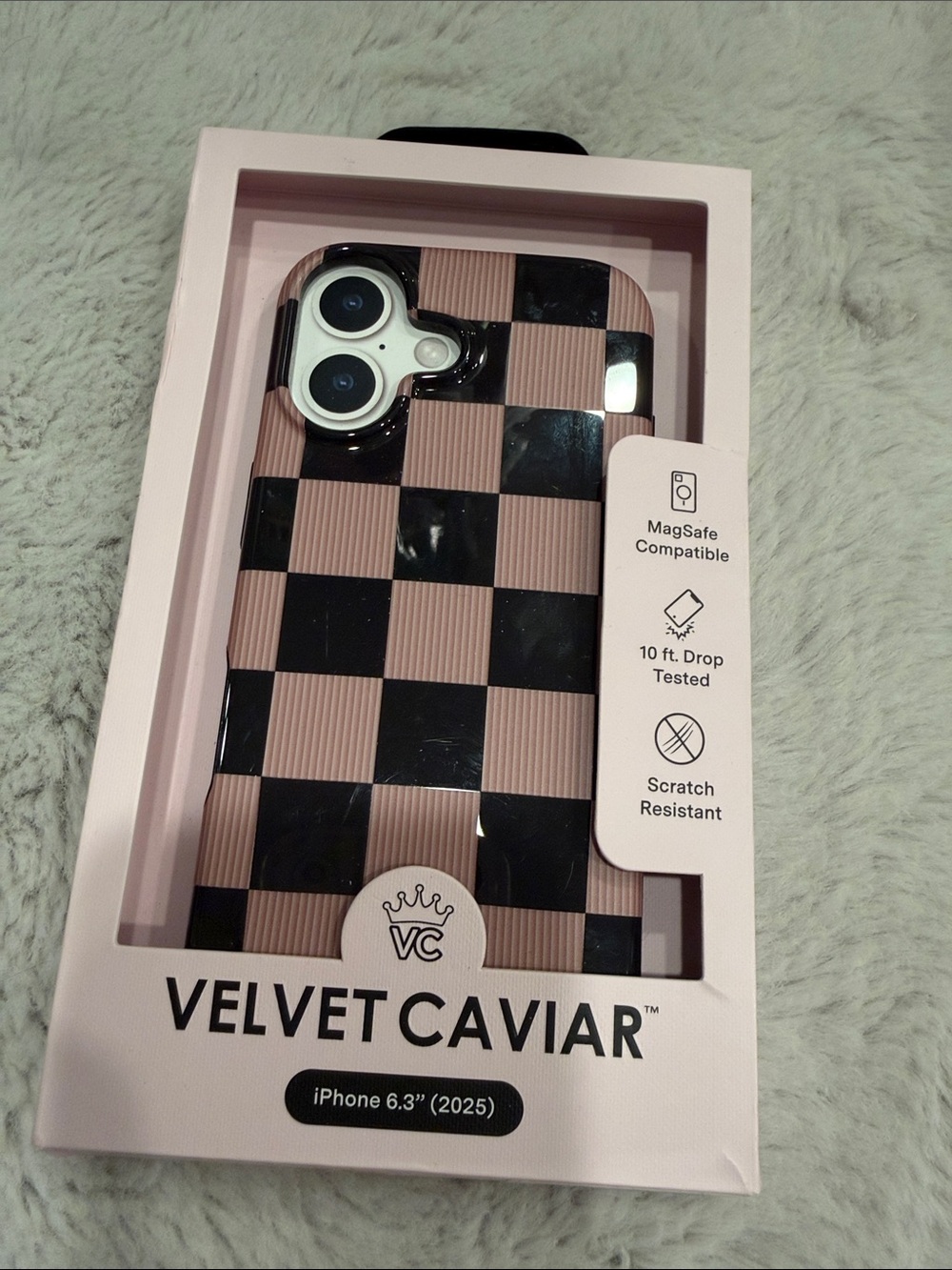 iPhone 17 Velvet Caviar Checkerboard Case - Black & Pink